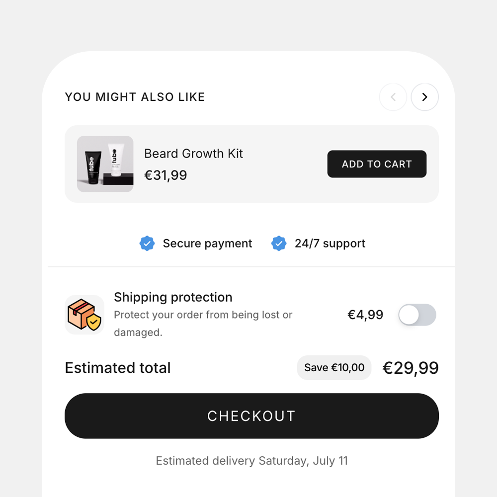Cart upsell example